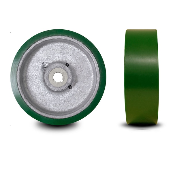 8" x 3" Poly Tread on Cast Iron Keyed Drive Wheel - 20mm Bore -